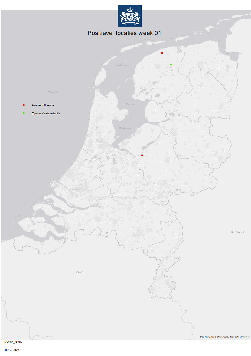 Aangetoonde besmettingen week 01