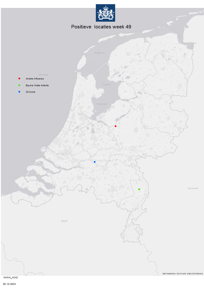 Kaart positief en aangetoond week 49